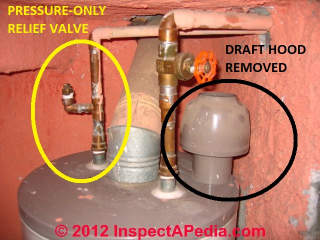 Gas water heater with draft hood removed (C) Daniel Friedman