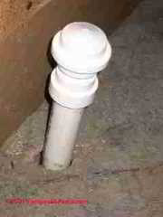 Photo of a vacuum breaker plumbing vent installed in a Poughkeepsie Attic (C) 2013 InspectApedia Barry Lam, Daniel Friedman