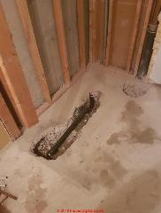 Jimmy's shower drain installation (C) InspectApedia.com