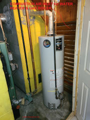 Bradford White Defender Gas fired water heater with ample combustion air supply in a Poughkeepsie Basement (C) Daniel Friedman -  Smith