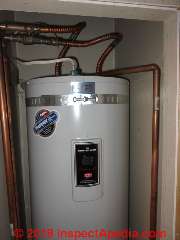 Bradford White water heater installed in Port Angeles WA (C) Daniel Friedman at InspectApedia.com