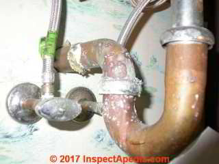 Brass plumbing trap (C) Daniel Friedman InspectApedia.com