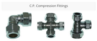 CP Compression fittings used on water piping  cited & discussed at InspectApedia.com