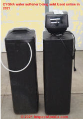 A  water softener offered for sale used at k-bid dot com auctions in 2019 - cited and discussed at InspectApedia.com