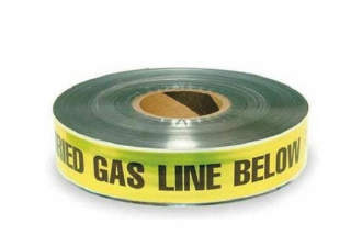 Hansons magnetic tape for marking and future location of buried plastic gas piping - at InspectApedia.com