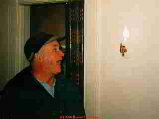 PHOTO of gas light fixture which we discovered still was fed by an active gas line in an 1860 New York Home