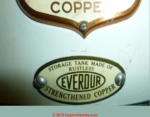 Hoyt copper lined water heater logo (C) InspectApedia.com