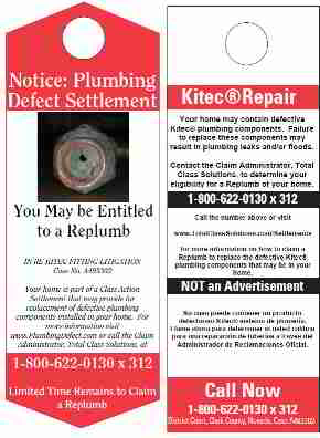 Kitec piping class action notice