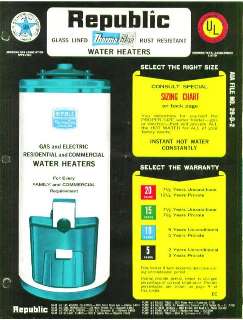 Republic Thermo-Glas water heater ad from ca 1955