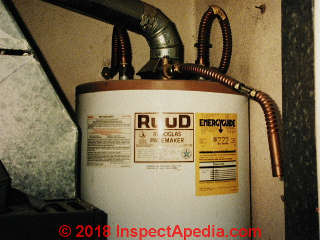 Ruud water heater (C) Daniel Friedman at InspectApedia.com