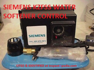 Siemens KFZSS Water Softener control identification photo at InspectApedia.copm