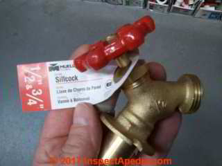 Sill cock or hose bibb valve (C) Daniel Friedman InspectApedia.com