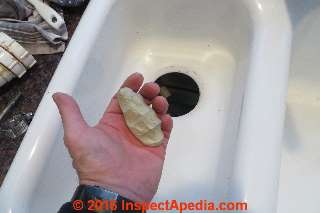 Install Plumbers Putty around the sink drain opening (C) Daniel Friedman InspectApedia.com