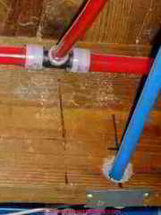 PEX Tubing installation details © D Friedman at InspectApedia.com 