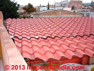 Duralita type clay tile roofing substitute, Gogorron, San Luis Potosi, Mexico (C) Daniel Friedman