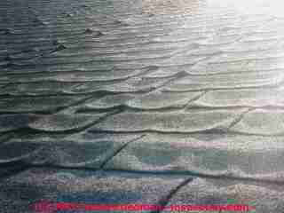 Cupped, worn-out organic asphalt roof shingles