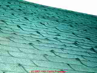 Fishmouthing pattern on organic felt asphalt roof shingles (C)Daniel Friedman