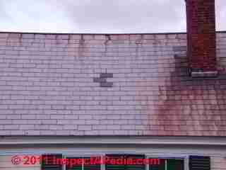 Photos of red slate roofing material in good condition