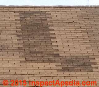 Asphalt shingle granule loss shows in a ladder pattern, probably a storage issue (C) Daniel Friedman
