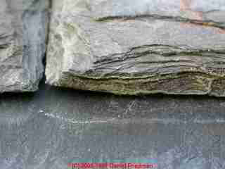 Slate roof photo © D Friedman at InspectApedia.com 