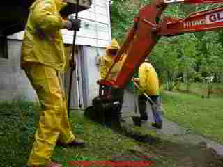 Photograph of septic drain line excavation in process.