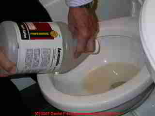 Pouring ammonia into a toilet