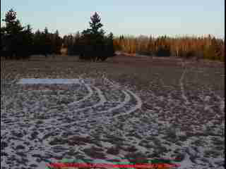 PHOTO of a northern Minnesota field where we have ample room to keep septic components well away from the trees - but notice those tire tracks?