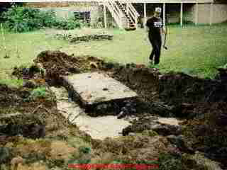 LARGER VIEW of this COLLAPSING home made septic tank built using concrete blocks - an expert can find clues and perform tests that reduce risk of a costly surprise