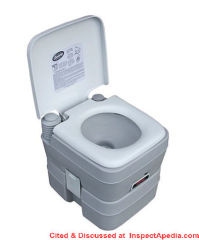 Century 6210 Chemical portable toilet at InspectApedia.com
