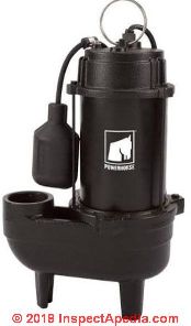 Powerhorse sewage ejector pump, 2-inch solids capacity (C) InspectApedia.com