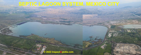 Mexico city septic lagoon wastewater treatment system (C) Daniel Friedman at InspectApedia.com