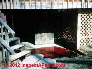 Septic dye breakout in the basement © D Friedman at InspectApedia.com 