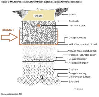 Sketch of a septic drainfield trench cross section