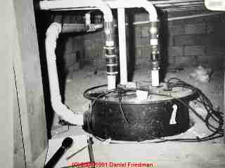Photo of a common sewage ejector pump used in a modern basement