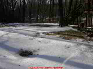 Photograph of melting snow indicating septic tank location