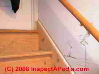 Photo of flood marks in a basement stairwell show water height (C) Daniel Friedman