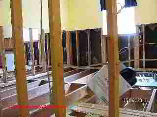 Insulating board in Tennesse flooded home © Daniel Friedman at InspectApedia.com