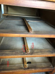 Brown mold on furniture: bureau drawer cavity (C) InspectApedia.com Anon