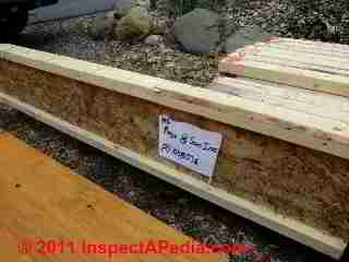 Wood I Joist in preparation for use in floor or roofing © Daniel Friedman at InspectApedia.com