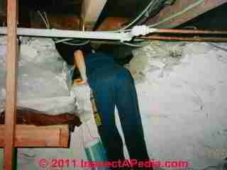 Inaccessible crawl space © Daniel Friedman at InspectApedia.com