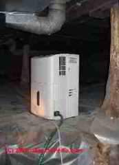 Dehumidifying a crawl space © Daniel Friedman at InspectApedia.com