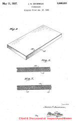 Devereux fiberboard patent 1940 cited & discussed at InspectApedia.com