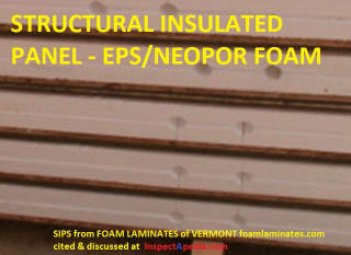 Foam laminate panel used for wall or roof sheathing - from Foam Laminates of Vermont foamlaminats.com cited & discussed at InspectApedia.com
