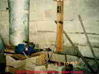 Photo of a collapsing masonry block foundation(C) D Friedman A Carson