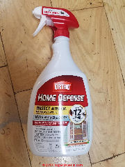 Ortho Home Defense insect spray discussed at InspectApedia.com