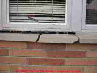 Photograph of thermal expansion damage to a brick wall