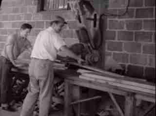 Lumber cutting to length - Leavittown PA 1954 - D Friedman