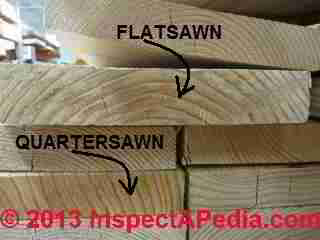 End grain view of flatsawn and quartersawn lumber (C) Daniel Friedman