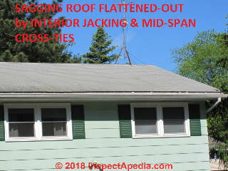 Flattened roof after jacking to remove sagging (C) InspectApedia.com D Friedman J Aronstein