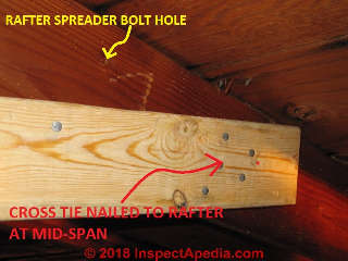 Well-nailed collar tie ends during roof jowl removal (C) Daniel Friedman Jess Aronstein InspectApedia.com